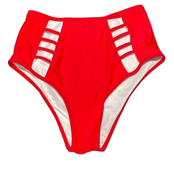 CUPSHE red high-waisted bikini bottoms in women’s size small - Picture 1 of 7